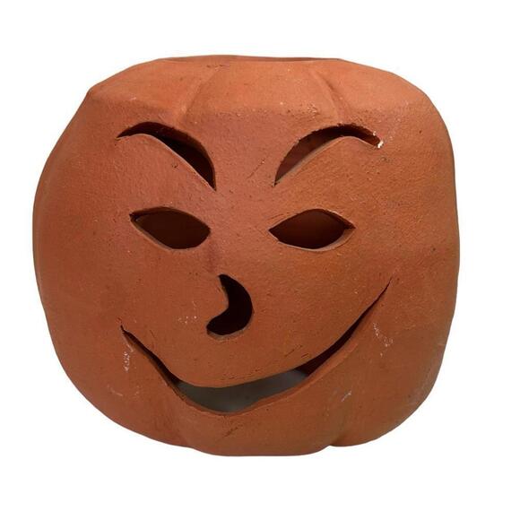 Hallowmas Handcrafted Terracotta Jack O'-Lantern A Handmade Terracotta Pumpkin Ideal Halloween Decorations Indoor Outdoor Porch Fall Decor 3 15
